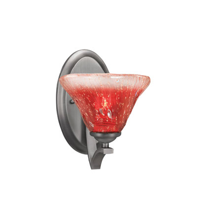 Zilo Wall Sconce Shown In Graphite Finish With 7" Raspberry Crystal Glass