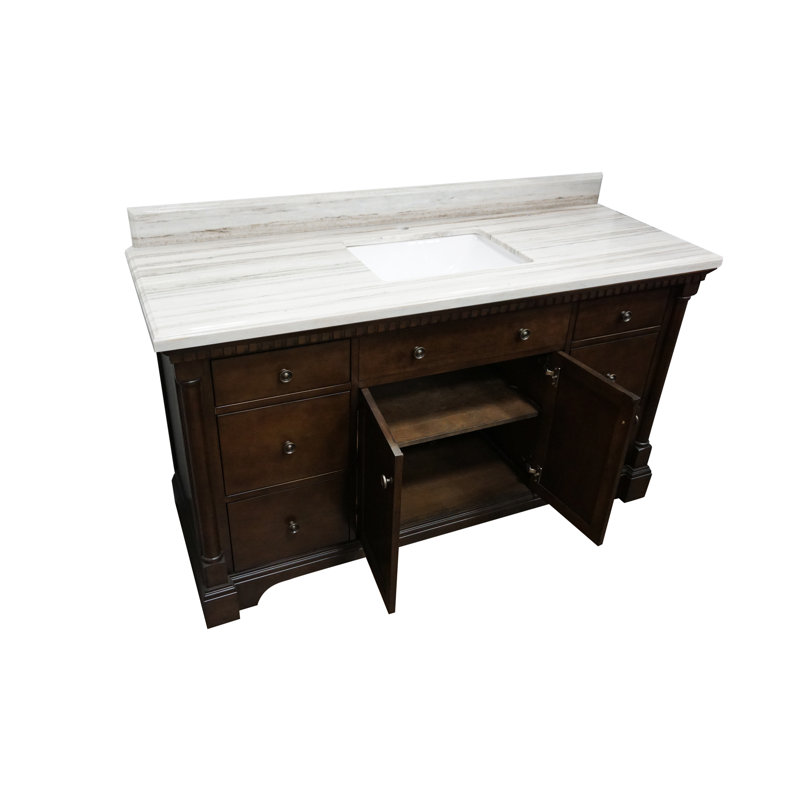 Ensemble de meuble-lavabo simple 60 "60", Marbre sable de plage