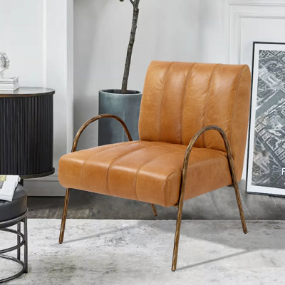 Zailah 27.5'' Wide Genuine Leather Accent Chair