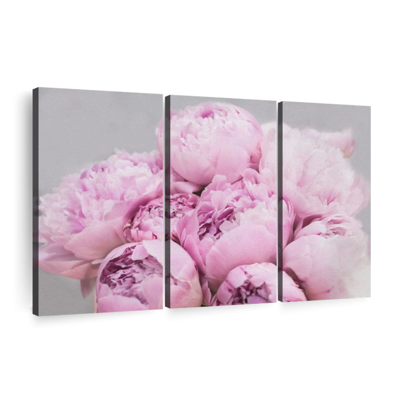 " Peonies I " 3 - Pieces, 32" H x 50" W