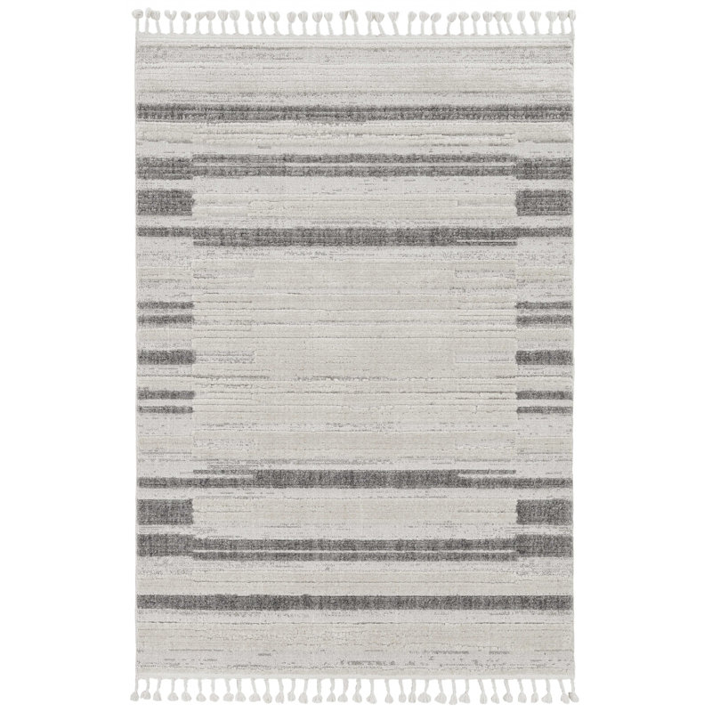 Gray and Ivory Abstract Area Rug, Rectangle 12' x 15'