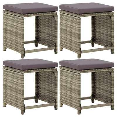 Gartenhocker-Set Vidaxl mit Kissen Mit Kissen Poly Rattan Grau