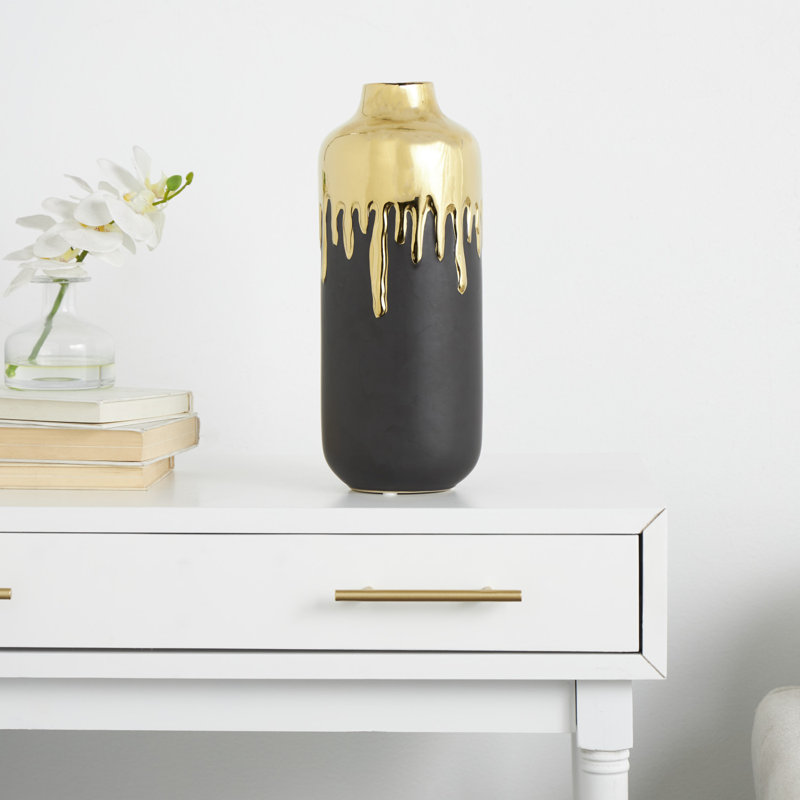 Vase en céramique Marelin, Or/noir