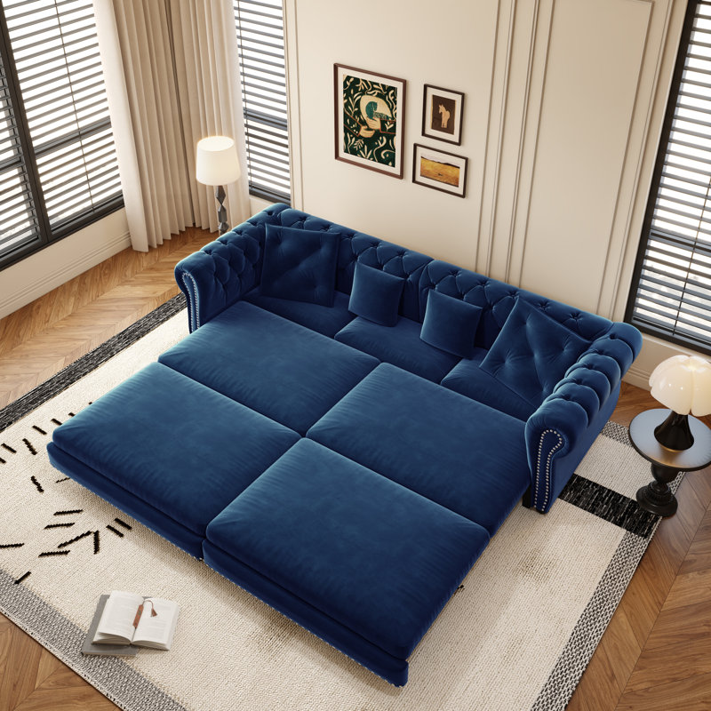 Canapé-lit modulaire 3-en-1 de 89 po Odesser, Bleu