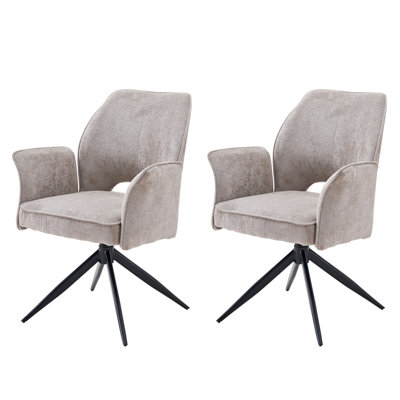 Fabric Dining Chair Set Of 2 Modern Soft Cushioned Rotating Dining Chairs