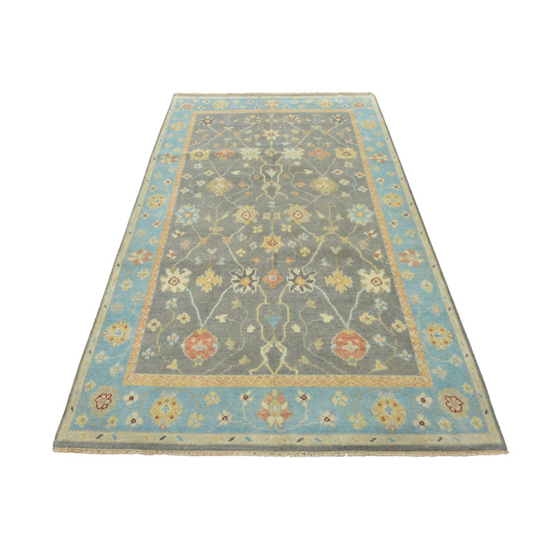 Tapis unique gris de 6 pi 2 po x 9 pi 7 po