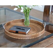 Park Hill Collection? Amelia Woven Bamboo And Brass Oval Tray