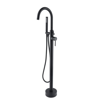 Matte Black Metal Freestanding Bathtub Faucet With Hand Shower Accessory Shower, Black, 9.12 Lb. Weight Detail