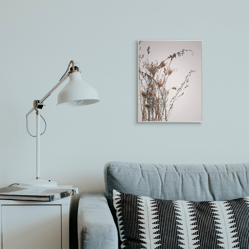 Chardons d'automne dans le ciel brun neutre beige, H 19 po x l 13 po, Plaque murale