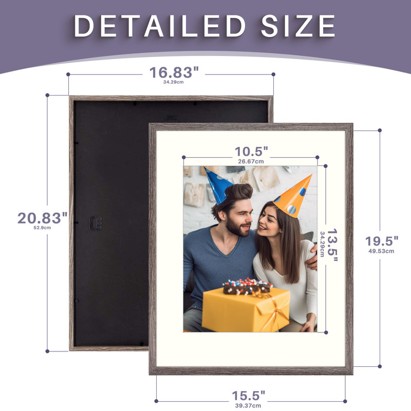 Cadre photo Hazelrose, Gris, 11 po x 14 po, 16 po x 20 po
