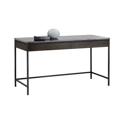 Stamos Desk - Black - Light Grey Marble / Charcoal Grey
