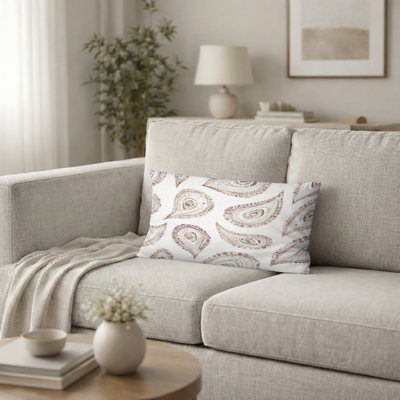 Coussin French Country - Coussin transitionnel beige à motif cachemire rétro