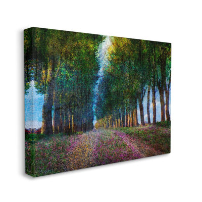 «Purple Floral Field Entre Tree Row Landscape» par Chris Vest - reproduction d'art