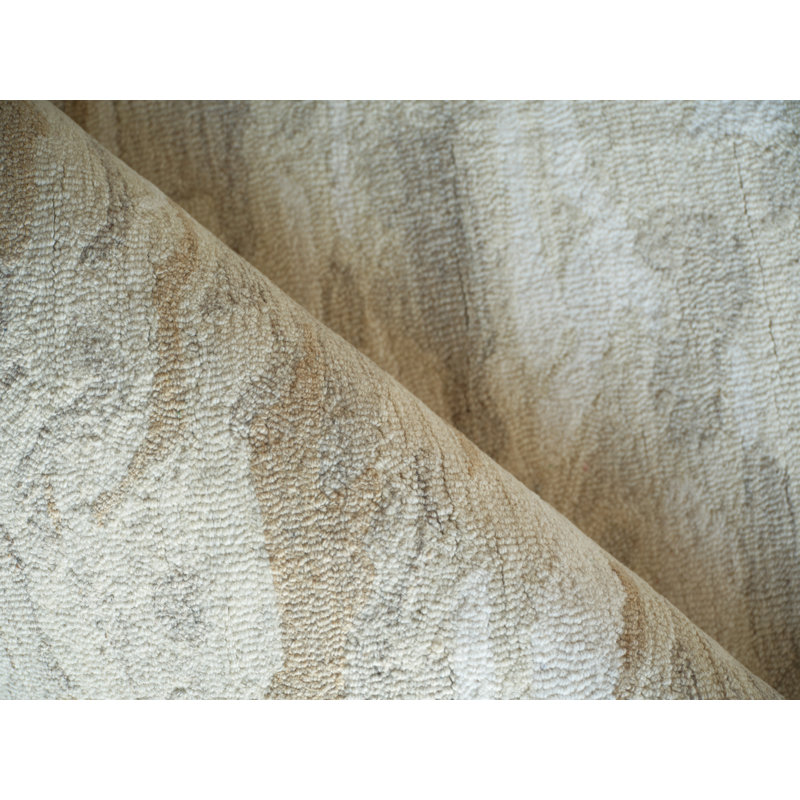 Cortero Hand Tufted Wool Abstract Area Rug, Rectangle 10' x 14', Gold/Ivory