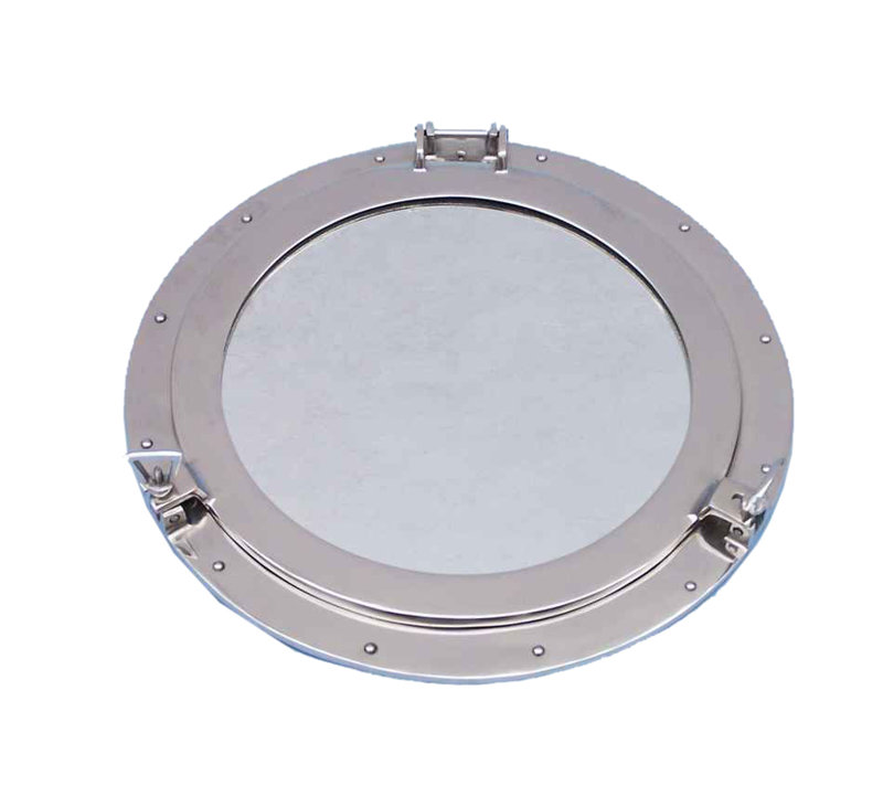 Metal Round Wall Mirror, 24" H x 24" W, Chrome