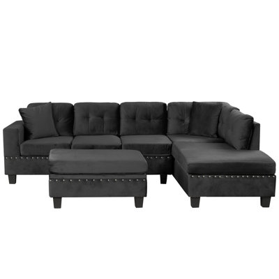 105" Modern Sectional Sofa With Storage Ottoman