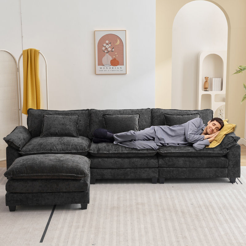 Canapé modulaire 120 po Comfy Cloud, Chenille noir