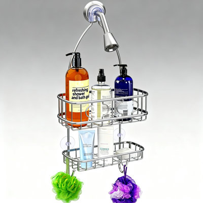 Bathroom Hanging Shower Head Caddy Organizer(Chrome)