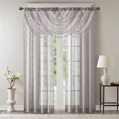 Diamond Sheer Embroidered Waterfall Valance 38X46"