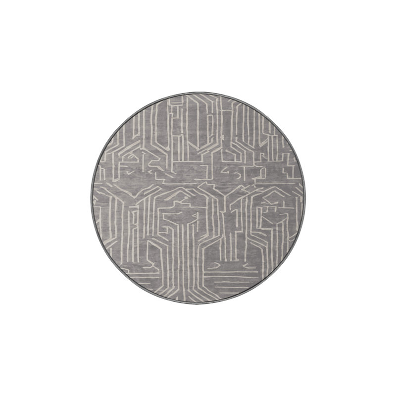 Tapis gris soyeux et moelleux, Rond 3 pi