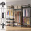 Portant à vêtements robuste, support à vêtements autoportant avec 4 tringles de suspension et 2 paniers en fil métallique, support à vêtements de grande taille avec tablettes réglables en fil métallique, l 68,5 po x P 17,1 po x H 76,4 po, noir