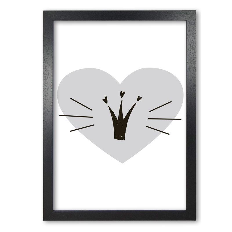 Crown With Heart - Painting, Black Grain Frame, 30 cm H x 21 cm W x 5 cm D