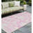 8' Runner Pink and Ivory Floral Washable Non Skid Indoor Outdoor Runner Rug