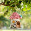 Maison d'oiseaux de jardin en résine 9 po avec toit, rose-1901799364
