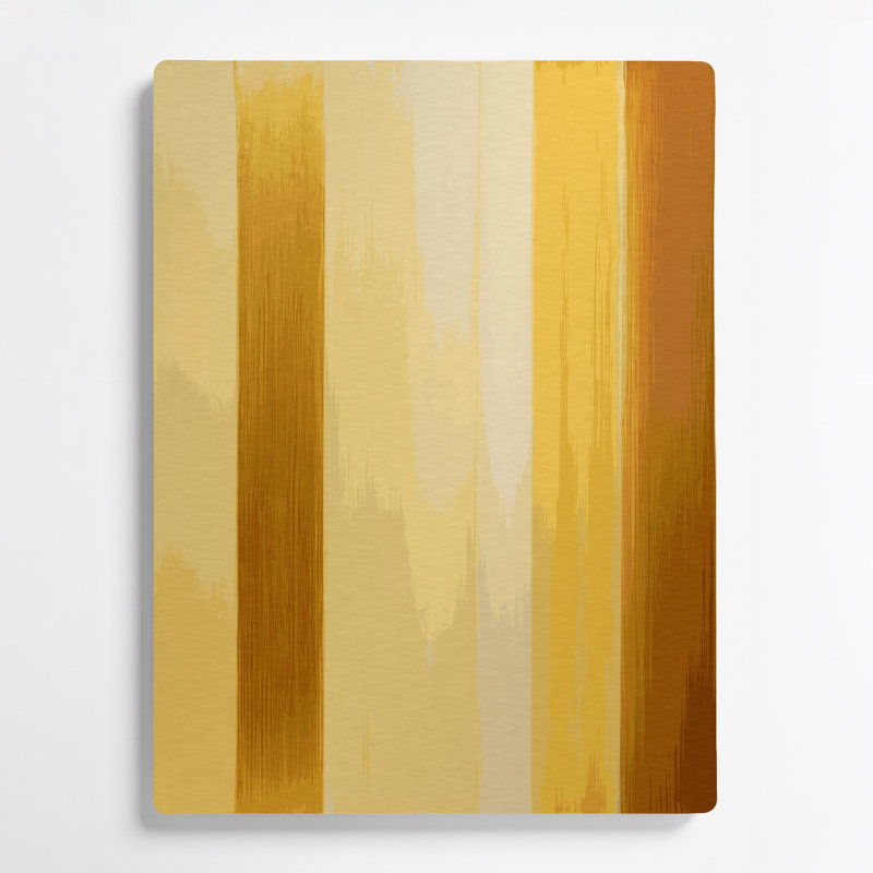 Art mural abstrait en métal jaune, H 12 po x l 18 po