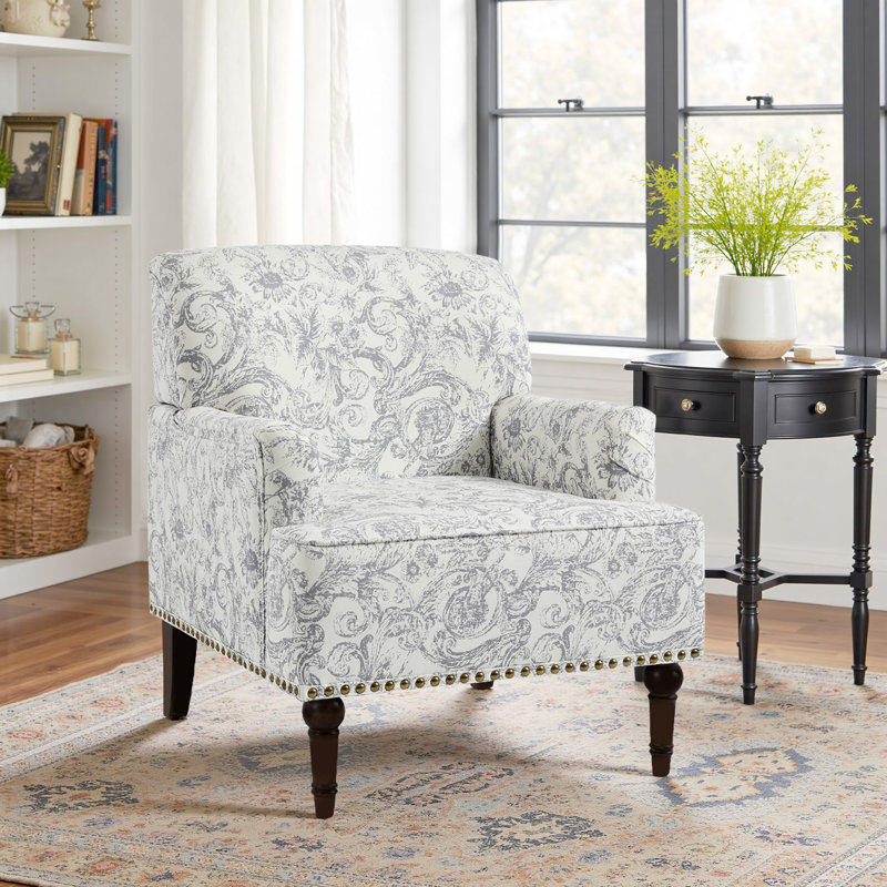 Fauteuil Glenetta Iliana, Chenille gris pâle