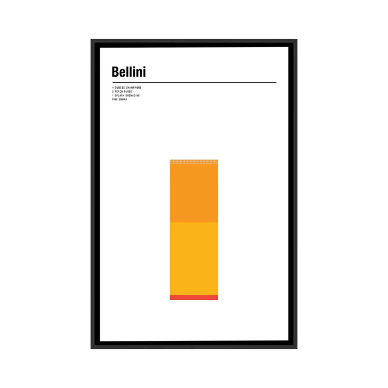 « bellini », impression sur toile, H 26 po x l 18 po x P 1,5 po, Toile avec cadre noir, Pas de tapis