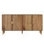 Buffet 62,6 po en noyer à 4 portes avec détails rainurés verticaux, crédence cannelée avec tablettes réglables - Armoire de rangement multifonctionnelle pour la salle à manger, le salon, le vestibule et la cuisine