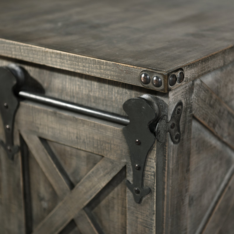 Table basse à roulettes avec rangement Howden, Bois flottant gris