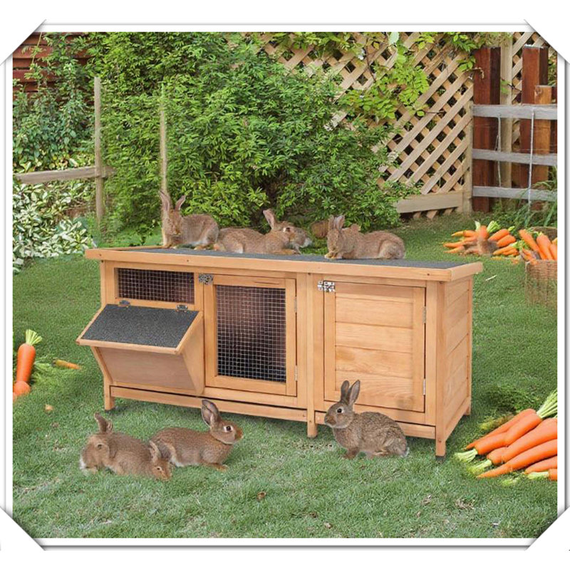 Grand cage à petits lapins en bois, Jaune, H 21,3 po x l 44 po x P 19,8 po