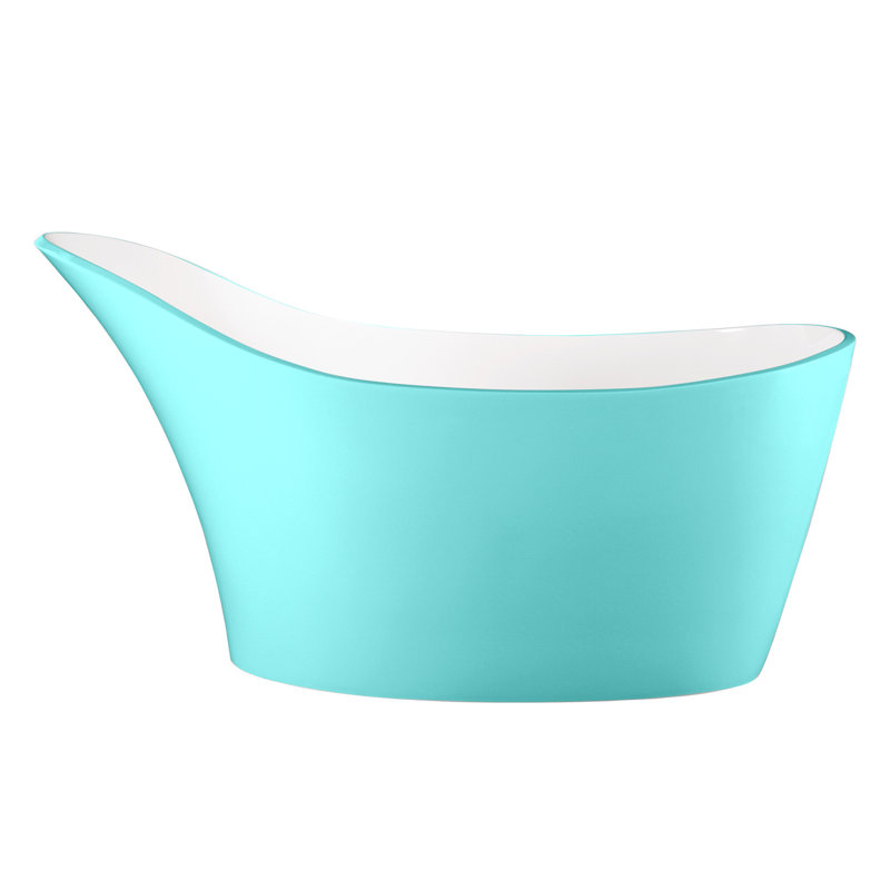 Amalfi 64-1/4" x 31-1/4" Freestanding Soaking Bathtub in Volcanic Limestone™ with No Overflow Hole, Matte White