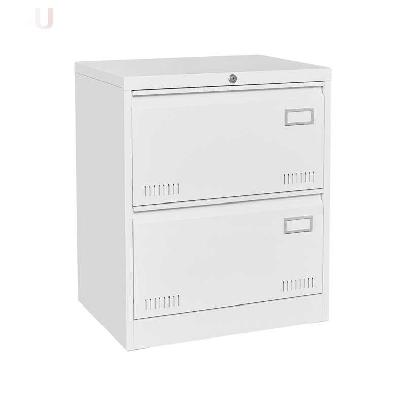 White Lateral Filing Cabinet With 2 Locking Drawers For Legal/Letter/A4/F4 Documents, Space-Saving And Durable Office Storage Solution