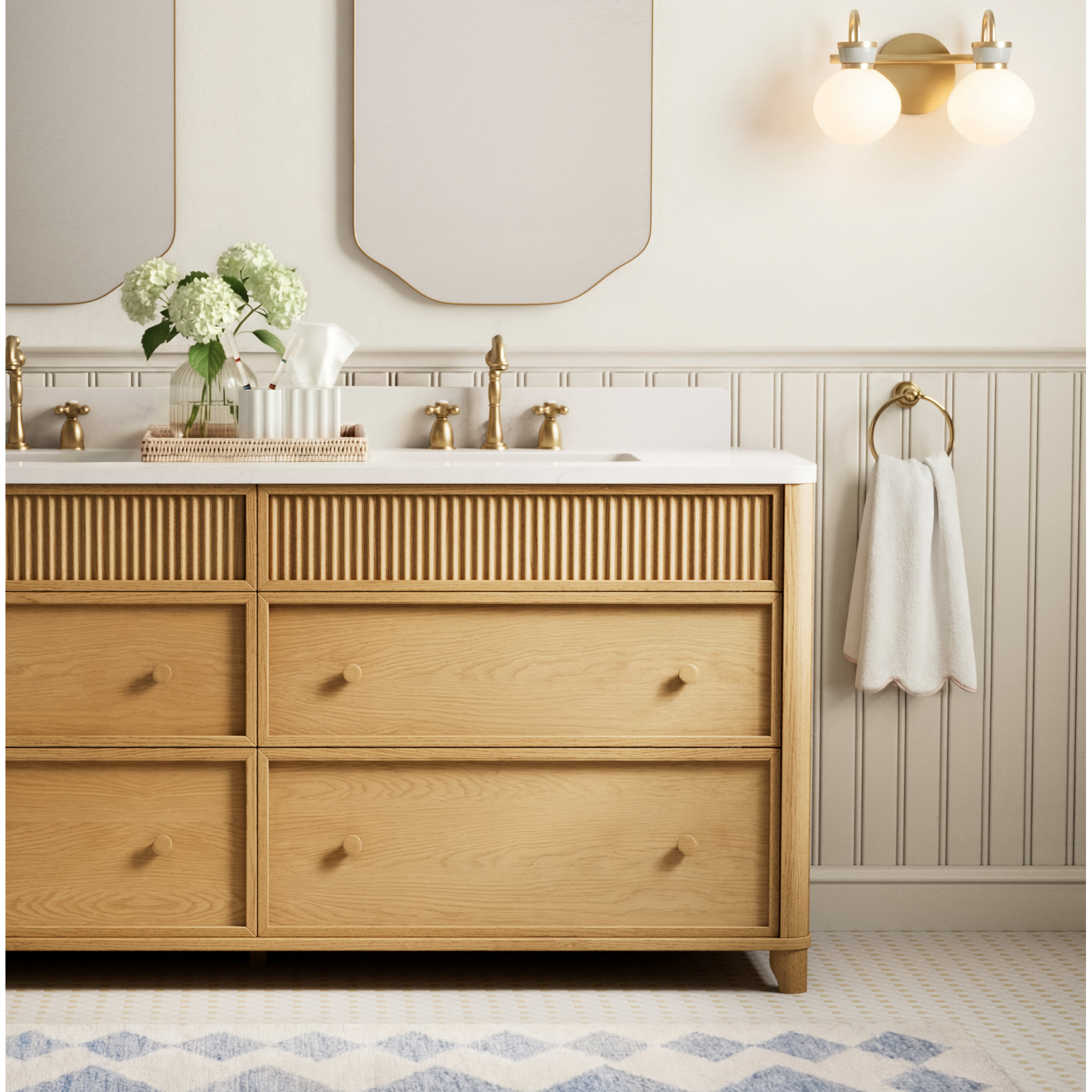 Lucy 2-Light Schoolhouse Bath Vanity Fixture with Cased Opal Glass, Bronze
