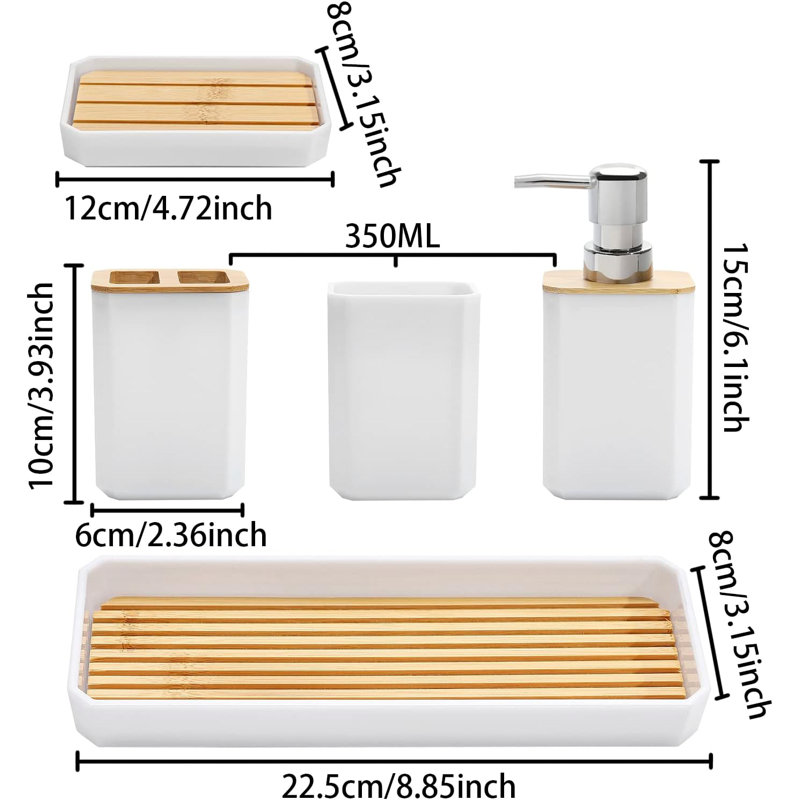 Bathroom Accessory Set, White