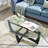 48" Oval Glass Top Coffee Table, Modern Black Frame Center Table for Living Room Office Apartment-1412084104