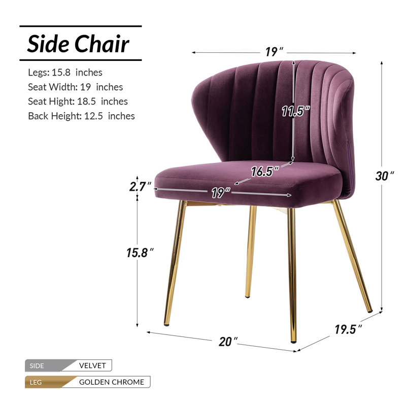 Chaise à oreilles Leona, Velours mauve