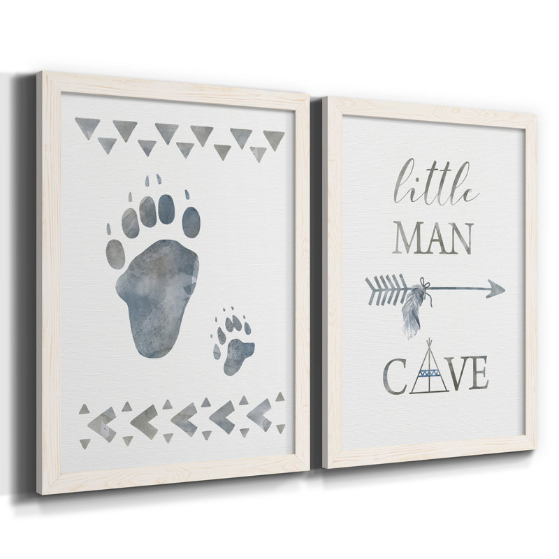 Little Man Cave Paws - 2 pièces, H 31,5 po x l 47 po x P 1,5 po, Pas de tapis, Toile blanche encadrée