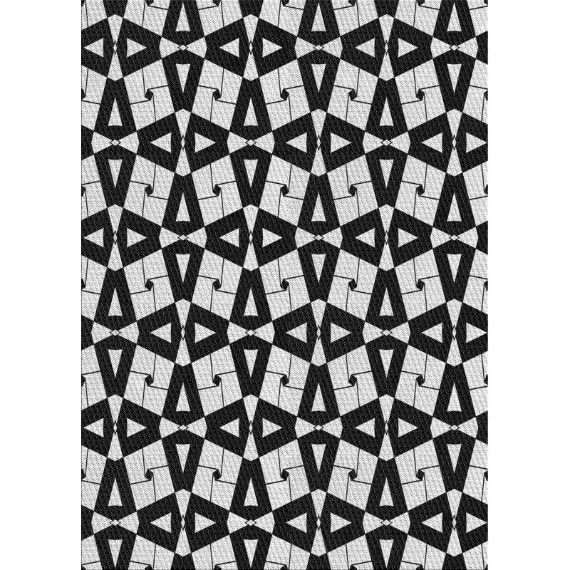Tapis noir/blanc tissé à la machine, Rectangle 4 pi x 6 pi