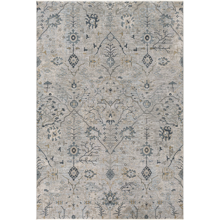 Diellza Floral Gray Area Rug