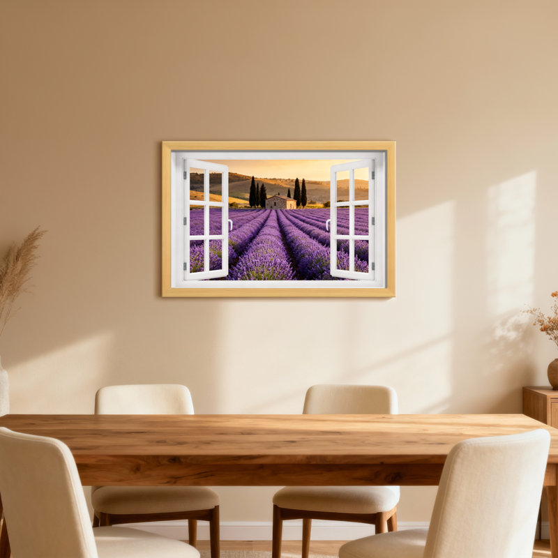 Paysage et nature, champ de lavande, coucher de soleil, H 24 po x l 16 po, Toile tendue, Ne s’applique pas