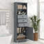 Grande armoire de rangement moderne en panneau de fibres à densité moyenne avec 3 tiroirs et tablettes réglables pour la salle de bain, le bureau et le bureau-267314894
