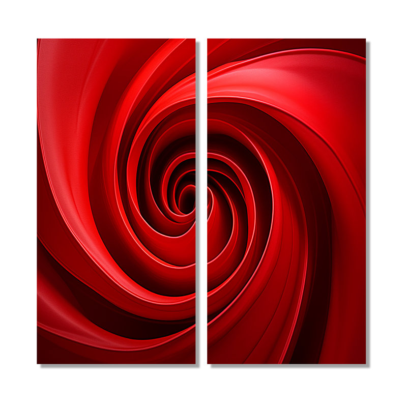 Vortex rouge à impulsion perpétuelle - spirales abstraites, grandes impressions sur toile, H 20 po x l 24 po, Toile tendue