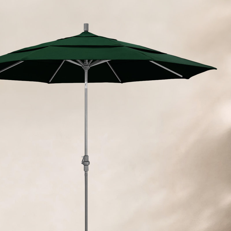 Parasol de marché Broadmeade octogonal Sunbrella, Gris martelé, Toile Sunbrella® vert forêt
