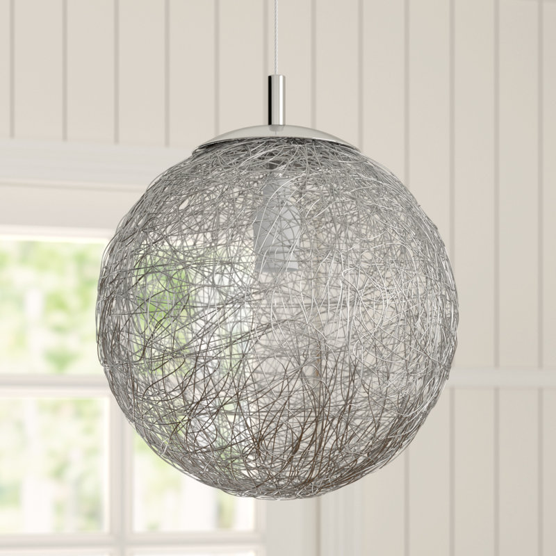 Keen 1 - Light Chrome Sphere Pendant, 135cm H x 30cm W x 30cm D