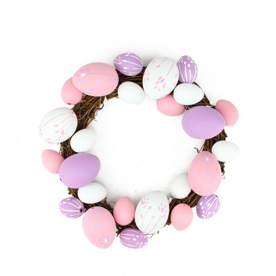10" Pastel Pink Purple and White Easter Egg Spring Wreath