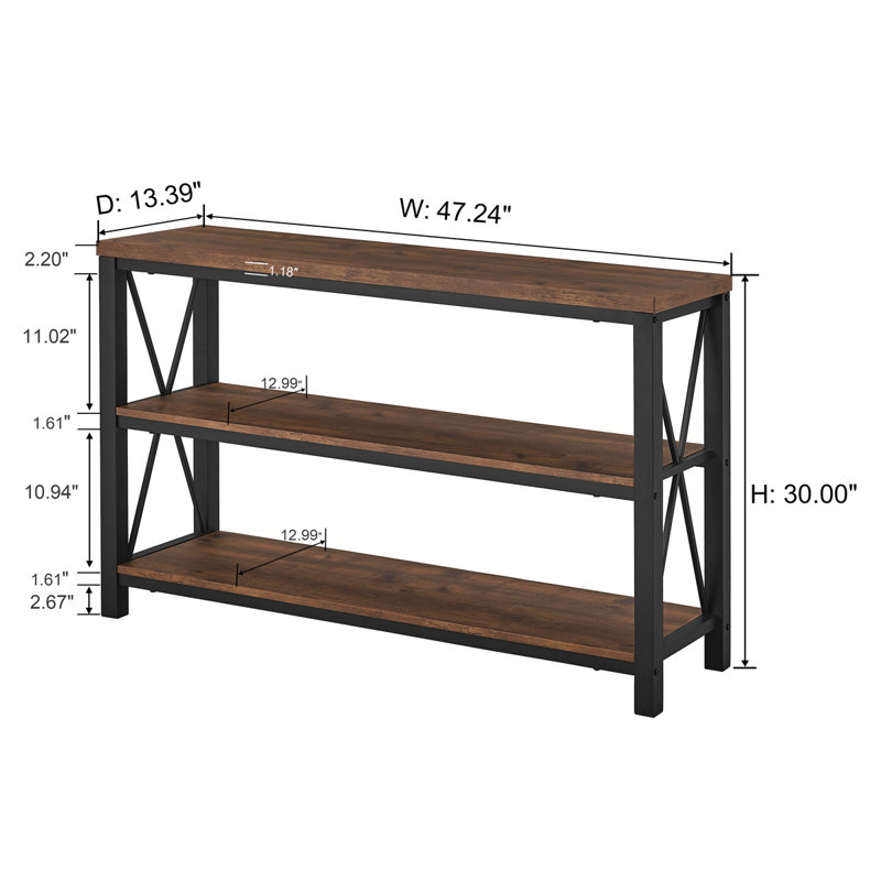 Aust 47.24'' Console Table, Rustic Oak